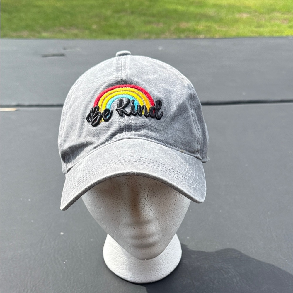 David and Young Gray Baseball Cap with Rainbow "Be Kind" Embroidery